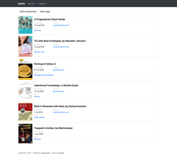 Screenshot of docstore.